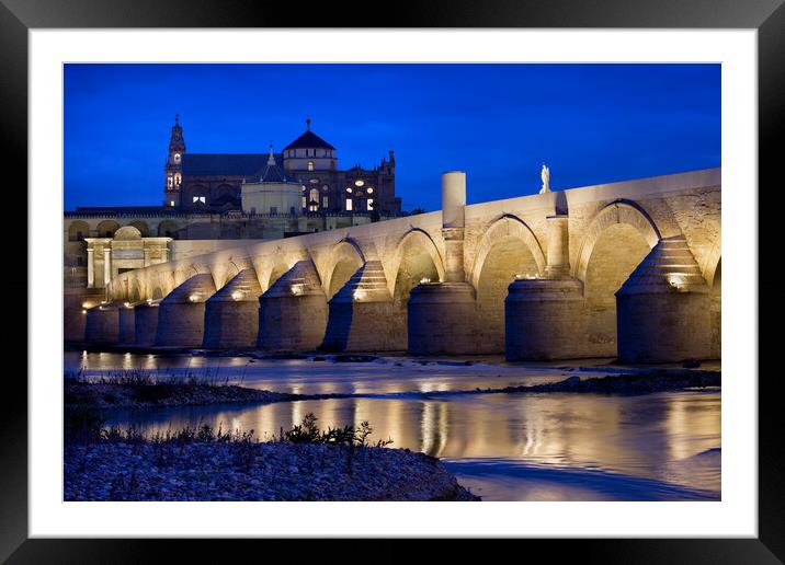 Roman Bridge and Mosque Cathedral in Cordoba Framed Mounted Print by Artur Bogacki