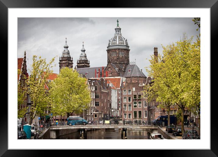 Old Town of Amsterdam in Spring Framed Mounted Print by Artur Bogacki