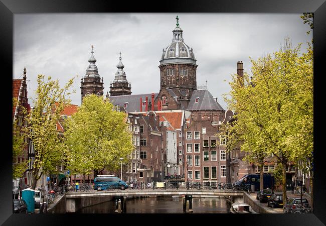 Old Town of Amsterdam in Spring Framed Print by Artur Bogacki