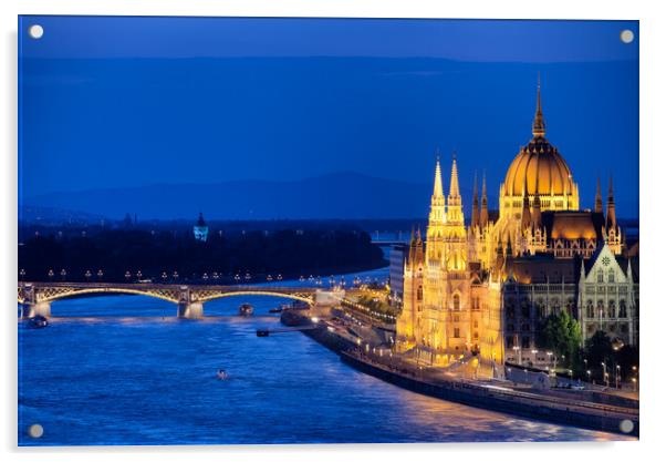 Budapest by Night Acrylic by Artur Bogacki