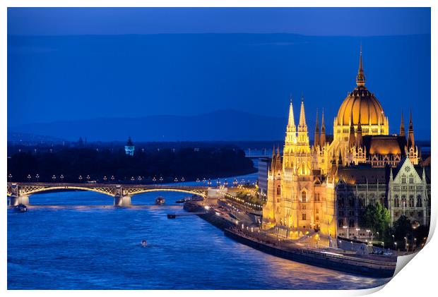 Budapest by Night Print by Artur Bogacki