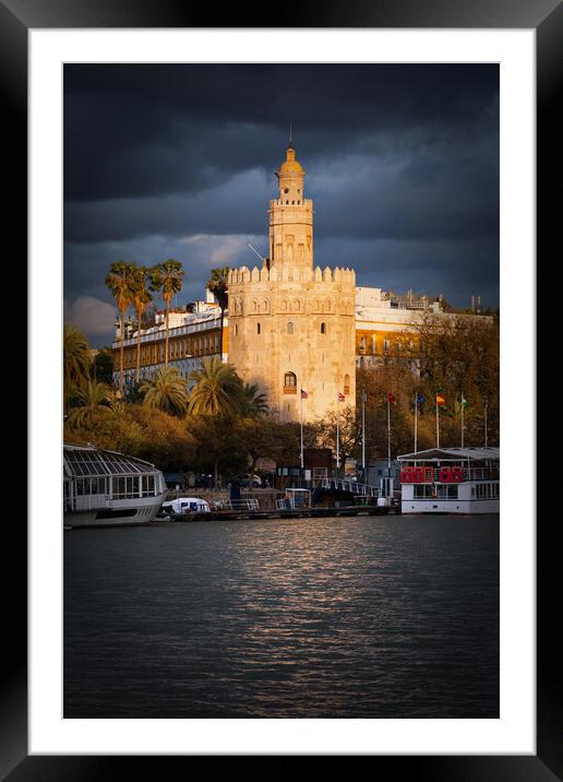 Torre del Oro in Seville at Sunset Framed Mounted Print by Artur Bogacki