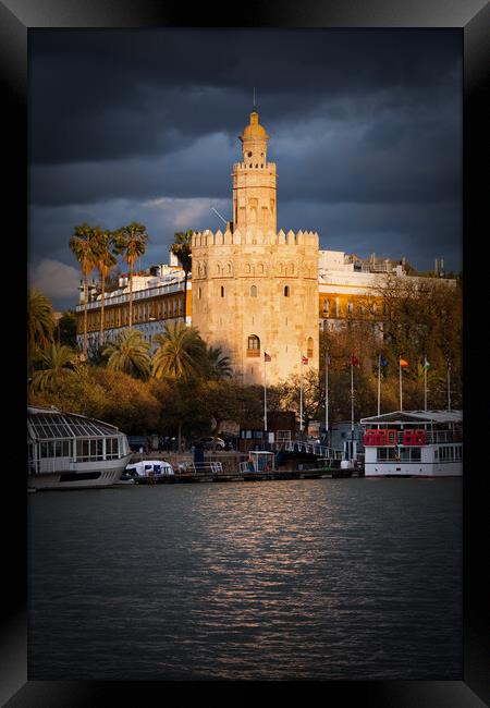 Torre del Oro in Seville at Sunset Framed Print by Artur Bogacki
