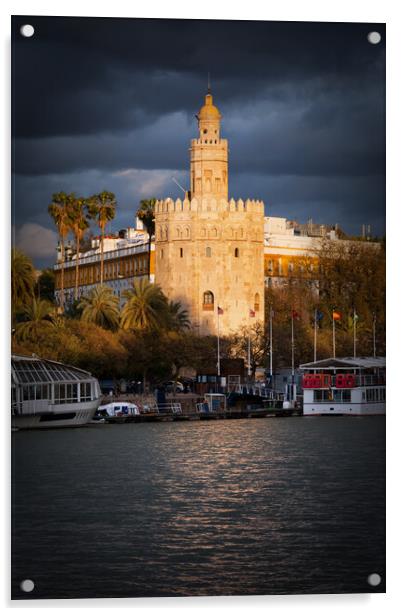 Torre del Oro in Seville at Sunset Acrylic by Artur Bogacki