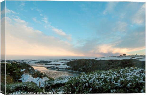 The Gannel, under snow, Newquay Canvas Print by Diane Griffiths