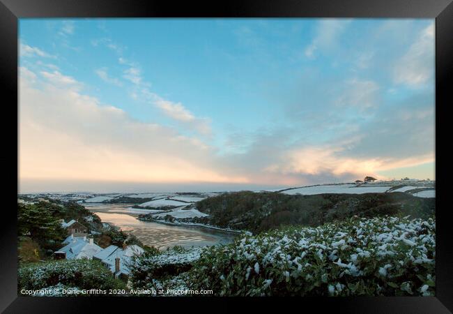 The Gannel, under snow, Newquay Framed Print by Diane Griffiths