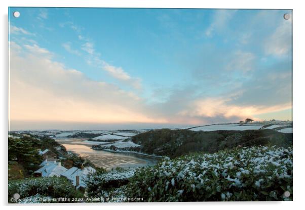 The Gannel, under snow, Newquay Acrylic by Diane Griffiths