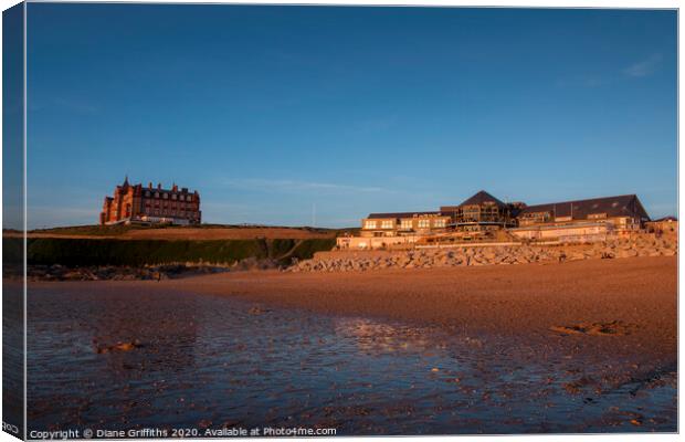 Fistral Beach Complex and The Headland Hotel Canvas Print by Diane Griffiths