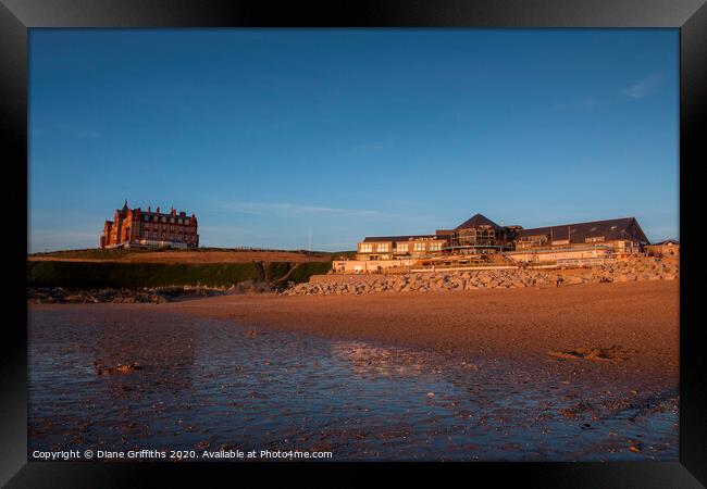 Fistral Beach Complex and The Headland Hotel Framed Print by Diane Griffiths