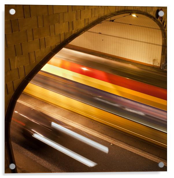 Night Tunnel Light Trails Acrylic by Artur Bogacki
