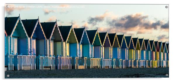 West Mersea Beach huts Acrylic by Jo Sowden