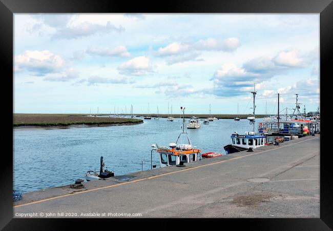 Quay and moorings at Wells next the Sea in Norfolk. Framed Print by john hill