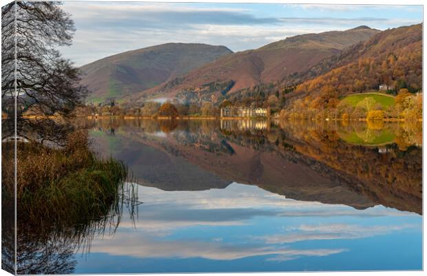 Grassmere Autumn reflections  Canvas Print by Michael Brookes