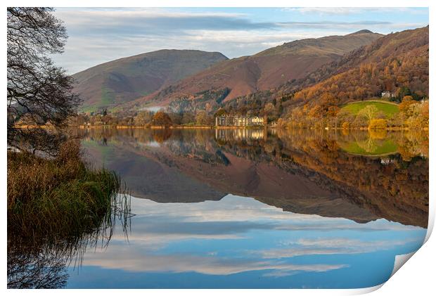 Grassmere Autumn reflections  Print by Michael Brookes