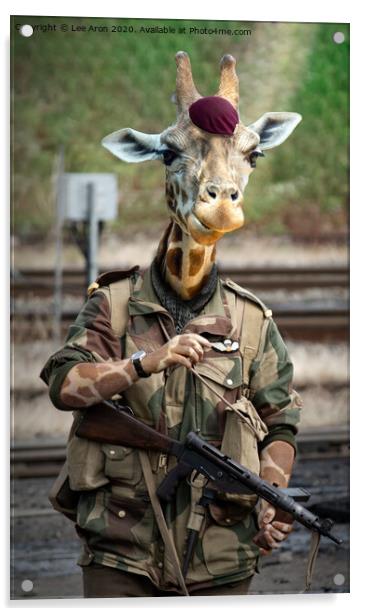 Giraffe Soldier Acrylic by Lee Aron