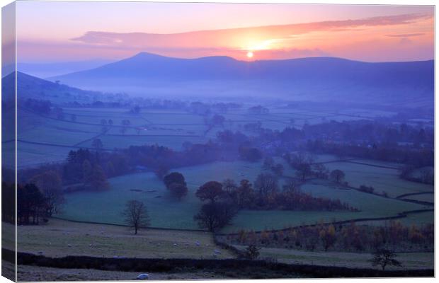 Sunrise over the great ridge in the peak district Canvas Print by MIKE HUTTON