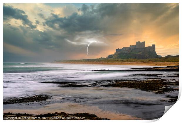Morning Storm at Bamburgh Castle Print by Lrd Robert Barnes
