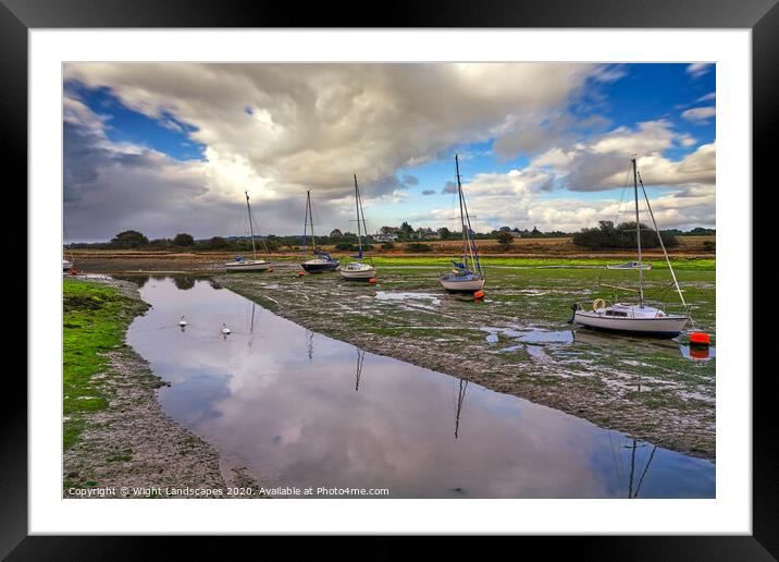 Low Tide At Shallfleet Quay Framed Mounted Print by Wight Landscapes