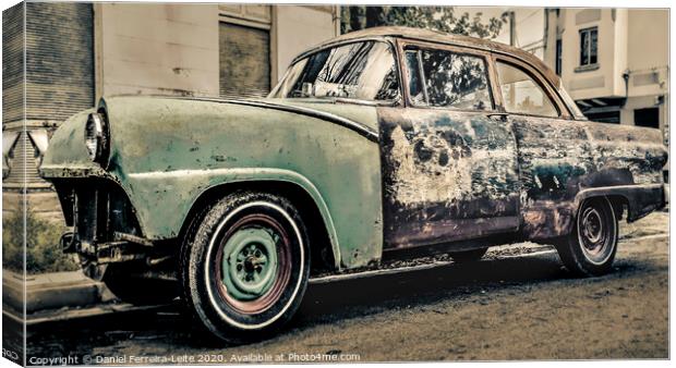Old Neglected Car Parked at Street, Montevideo, Uruguay Canvas Print by Daniel Ferreira-Leite