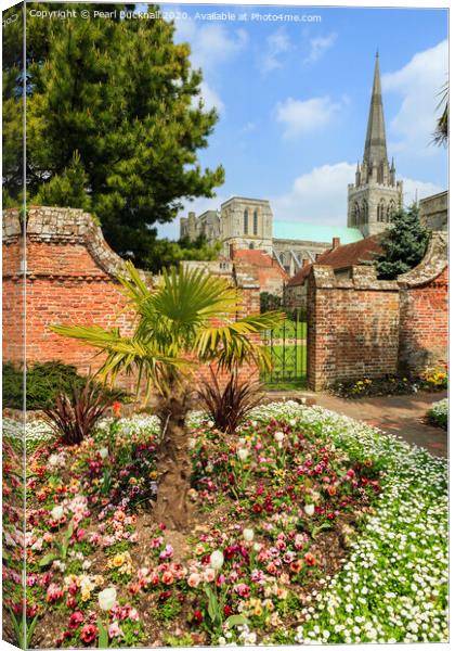 Bishop's Palace Gardens and Chichester Cathedral Canvas Print by Pearl Bucknall