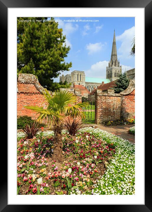 Bishop's Palace Gardens and Chichester Cathedral Framed Mounted Print by Pearl Bucknall