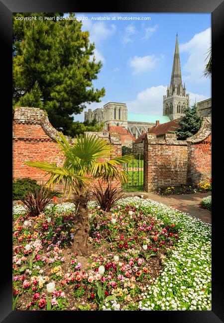 Bishop's Palace Gardens and Chichester Cathedral Framed Print by Pearl Bucknall