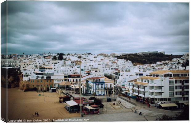 Serene Charm of Albufeira's Old Town Canvas Print by Ben Delves