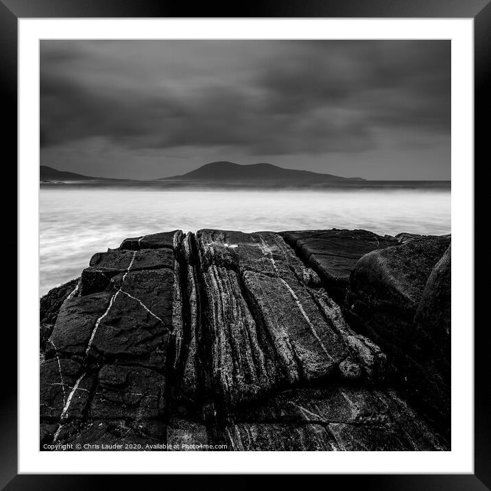 Gneiss striations mono Framed Mounted Print by Chris Lauder