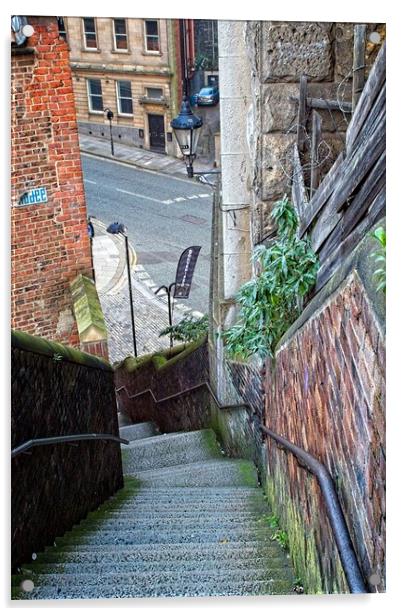 Dog Leap Stairs, Newcastle upon Tyne Acrylic by Rob Cole