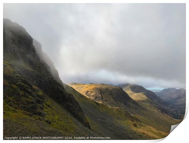 Descent from Great Gable, Lake District Print by EMMA DANCE PHOTOGRAPHY