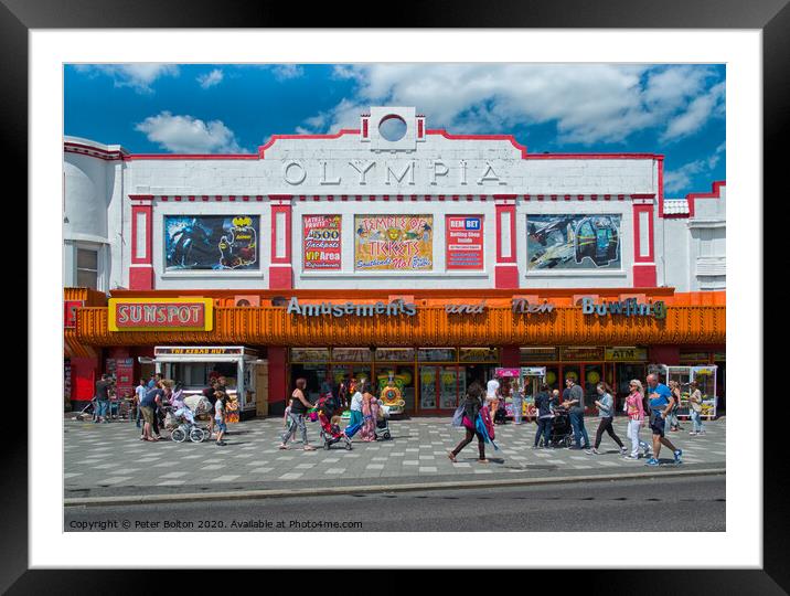 'The Olympia' victorian theatre now an seaside amusement arcade. Southend on Sea, Essex. Framed Mounted Print by Peter Bolton