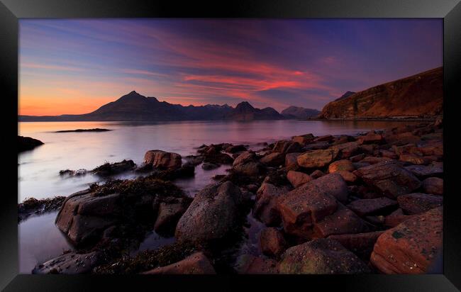 The cuillin ridge at sunset viewed from Elgol Framed Print by MIKE HUTTON