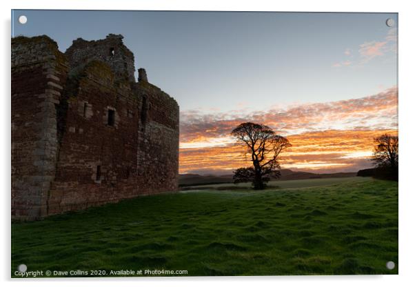 Cessford Castle Remains at Dawn, Cessford, Scotland Acrylic by Dave Collins
