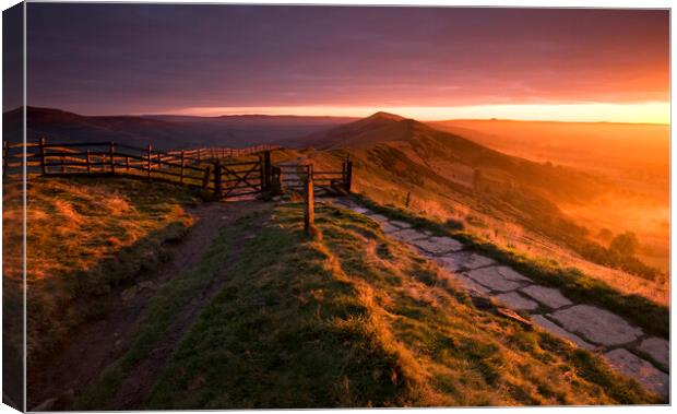 Sunrise over lose hill from mam tor  Canvas Print by MIKE HUTTON