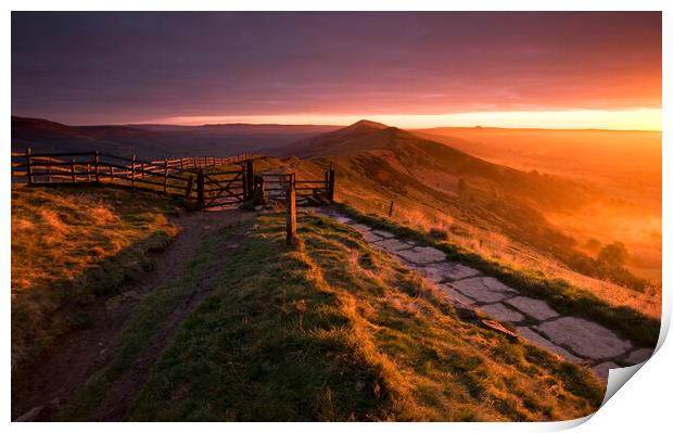 Sunrise over lose hill from mam tor  Print by MIKE HUTTON