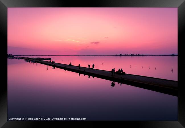 Beautiful sunset at Lefkas marina Framed Print by Milton Cogheil