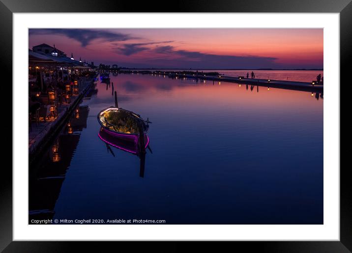 Lefkada Marina at sunset Framed Mounted Print by Milton Cogheil