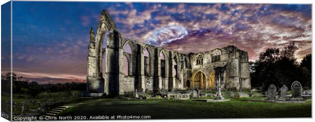 Bolton Abbey at Dusk. Canvas Print by Chris North