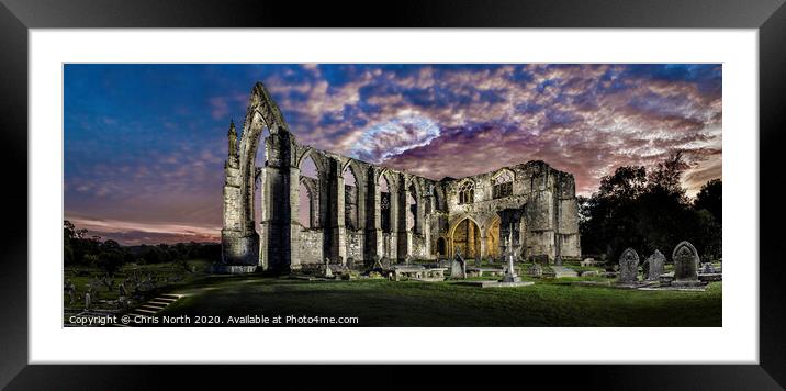 Bolton Abbey at Dusk. Framed Mounted Print by Chris North