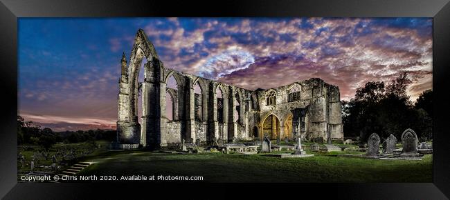 Bolton Abbey at Dusk. Framed Print by Chris North