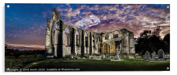 Bolton Abbey at Dusk. Acrylic by Chris North