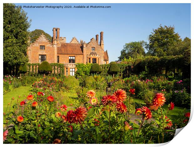 Chenies Manor House with Orange Dahlias  Print by Elizabeth Debenham