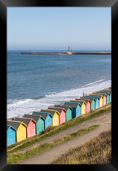 Winding paths to the beach huts at Whitby Framed Print by Jason Wells