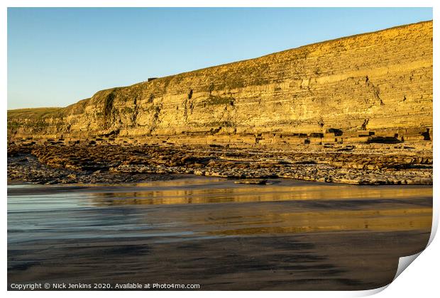 Dunraven Bay Cliffs Glamorgan Heritage Coast Wales Print by Nick Jenkins