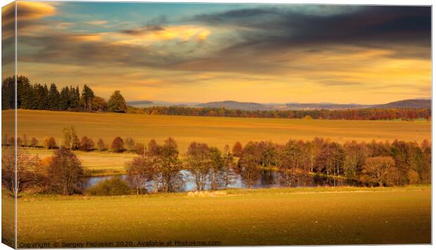 Autumnal landscape with colorful trees. South Bohemian region, Czech Republic. Canvas Print by Sergey Fedoskin