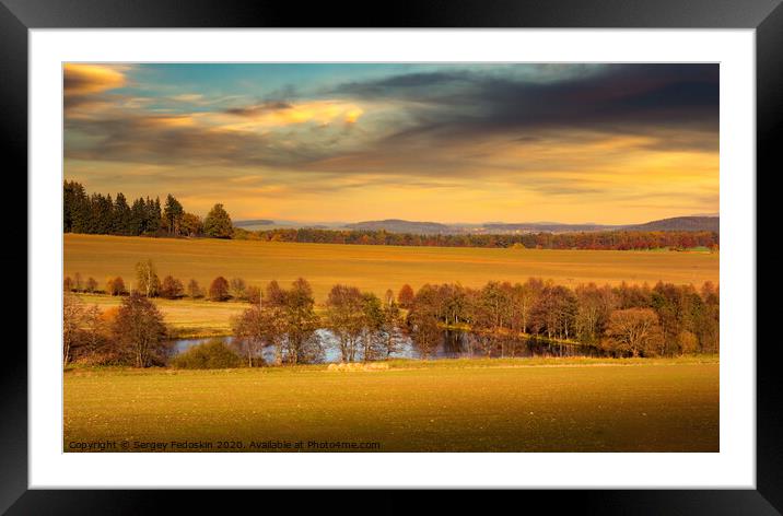 Autumnal landscape with colorful trees. South Bohemian region, Czech Republic. Framed Mounted Print by Sergey Fedoskin