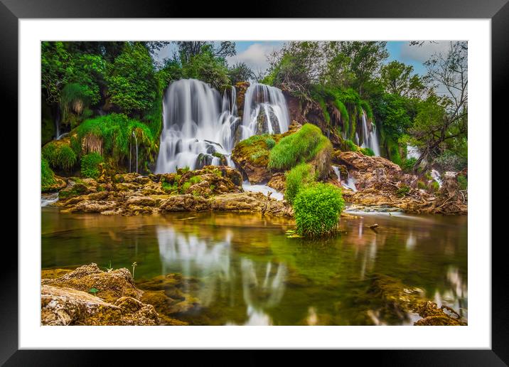 Majestic Kravice Waterfall Framed Mounted Print by Kevin Snelling
