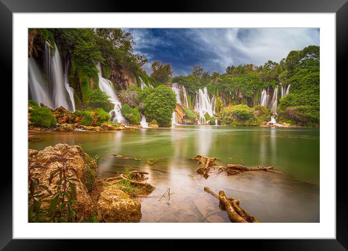 Majestic Kravice Waterfalls Framed Mounted Print by Kevin Snelling
