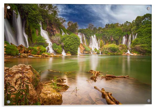 Majestic Kravice Waterfalls Acrylic by Kevin Snelling