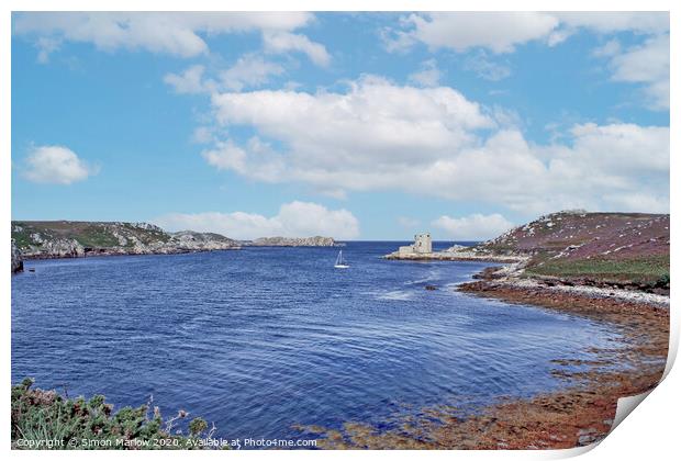 Looking out from Tresco harbour on the Isles of Scilly Print by Simon Marlow